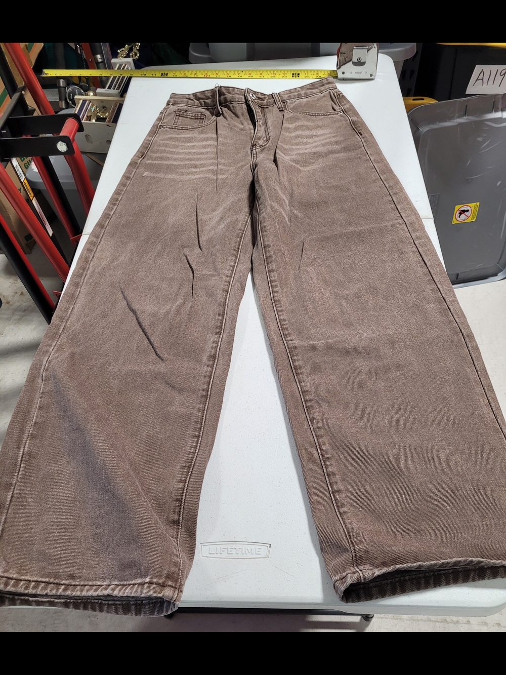 SHEIN Wide-Leg Jeans in Faded Brown - Picture 1 of 6